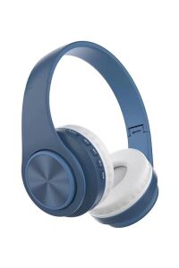 Bluetooth Kulaklık Radyolu Aux Girişli Hafıza Kartlı Kulak Üstü Bluetooth Kulaklık Mavi