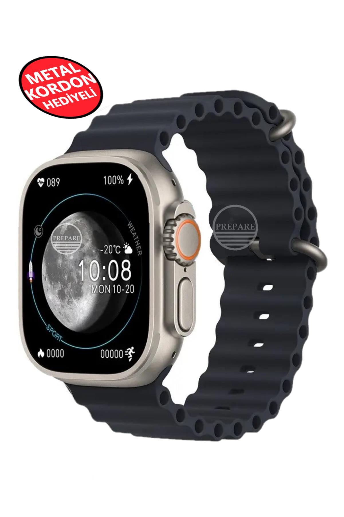 Ultra 2 Akıllı Saat Çelik Kordon Hediyeli Gri Kasa 49mm Nfc Bildirim Sesli Arama Özellikli LG68