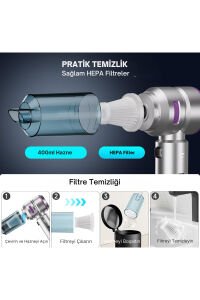 Araç İçi Süpürge 20.000PA Basınçlı Üfleme ve Çekme Süpürgesi 12 Parçalı Araç Temizleme Seti Gri