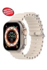 Ultra 2 Akıllı Saat Çelik Kordon Hediyeli Gri Kasa 49mm Nfc Bildirim Sesli Arama Özellikli LG68 Bej