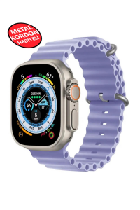 Ultra 2 Akıllı Saat Çelik Kordon Hediyeli Gri Kasa 49mm Nfc Bildirim Sesli Arama Özellikli LG68 Lila