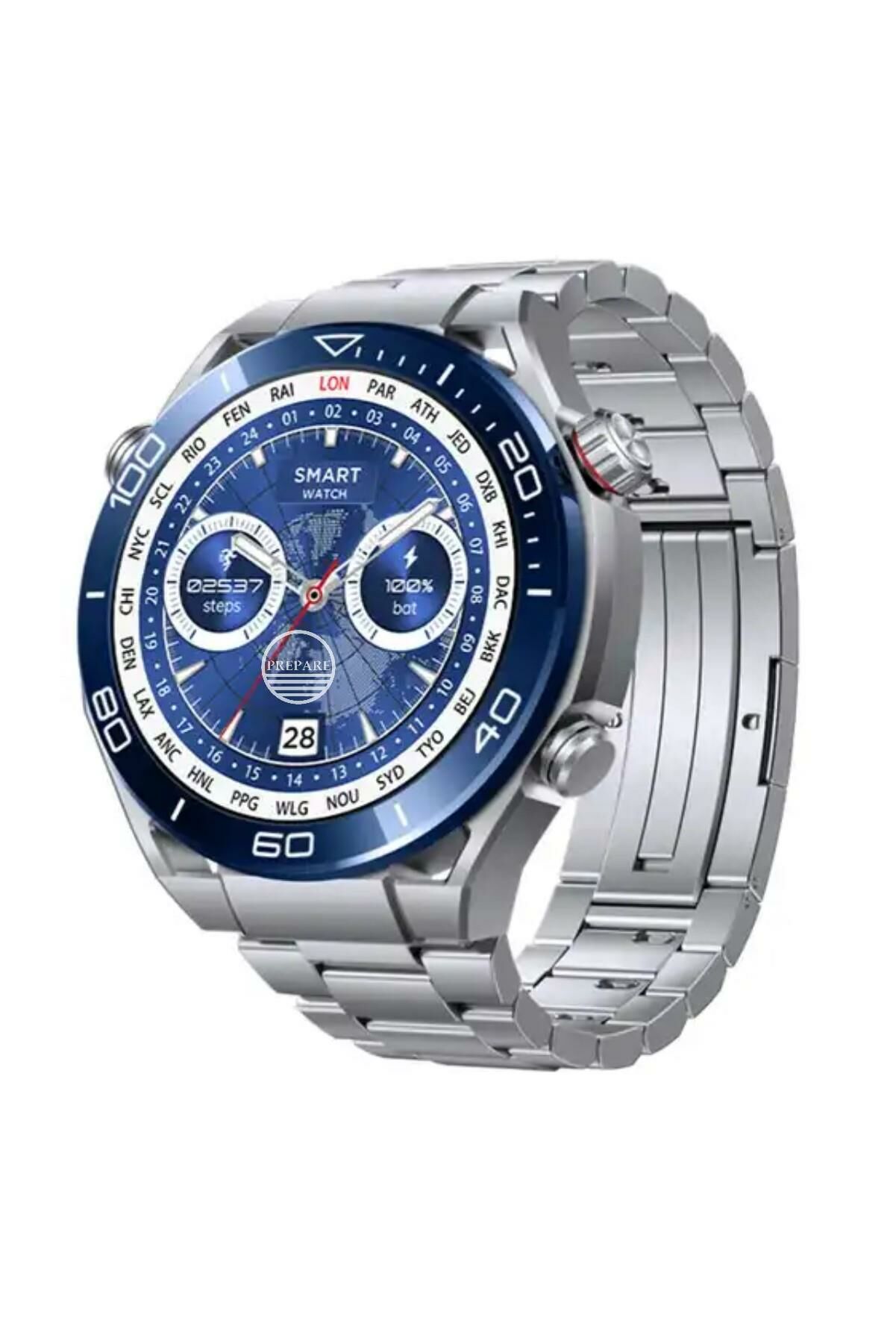 Watch Business Max 4D Akıllı Saat x3 Kordonlu Metal Deri Silikon 49''mm IP67 Full HD Ekran Sesli Arama NFC