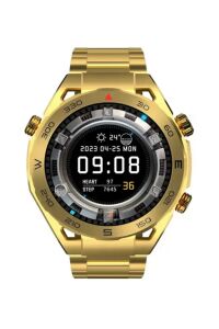 Watch Business Max 4D Akıllı Saat x3 Kordonlu Metal Deri Silikon 49''mm IP67 Full HD Ekran Sesli Arama NFC Altın