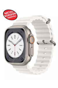 Ultra 2 Akıllı Saat Çelik Kordon Hediyeli Gri Kasa 49mm Nfc Bildirim Sesli Arama Özellikli LG68 Beyaz