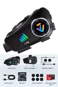 Kamera Kayıt Özellikli Motosiklet Kask Kulaklık PR28 32Gb Hafıza Kartı Hediyeli 1080P Wireless APP