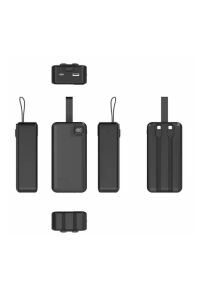 Powerbank 30.000 mAh 22,5 Watt PD Qualcoom Fast Hızlı Şarj Dahili Kablolu Powerbank Siyah