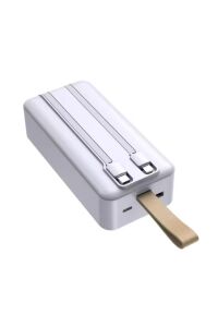 Powerbank 30.000 mAh 22,5 Watt PD Qualcoom Fast Hızlı Şarj Dahili Kablolu Powerbank Beyaz