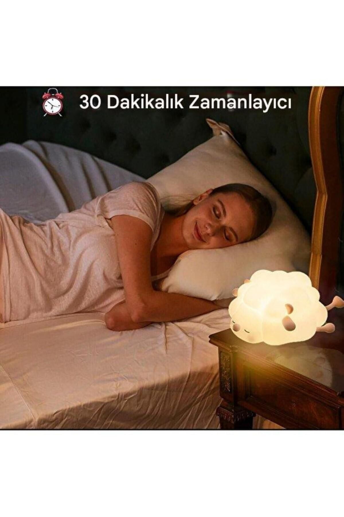 Koyun Figürlü Silikon RGB Dokunmatik Renk Değiştirebilen Gece Lambası USB Şarjlı Loş Işık