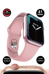 Watch 9 Serisi Uyumlu 41mm Sesli Arama Bildirim Asistan Özellikli Kadın Akıllı Saat Android & Ios Uyumlu Pembe